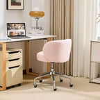 Chaise pivotante Karl Home Teddy pour bureau à roulettes réglable avec soutien pour le salon, blanche