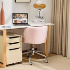 Chaise pivotante Karl Home Teddy pour bureau à roulettes réglable avec soutien pour le salon, blanche