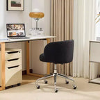 Chaise pivotante Karl Home Teddy pour bureau à roulettes réglable avec soutien pour le salon, blanche