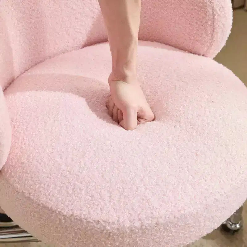 Chaise pivotante Karl Home Teddy pour bureau à roulettes réglable avec soutien pour le salon, blanche