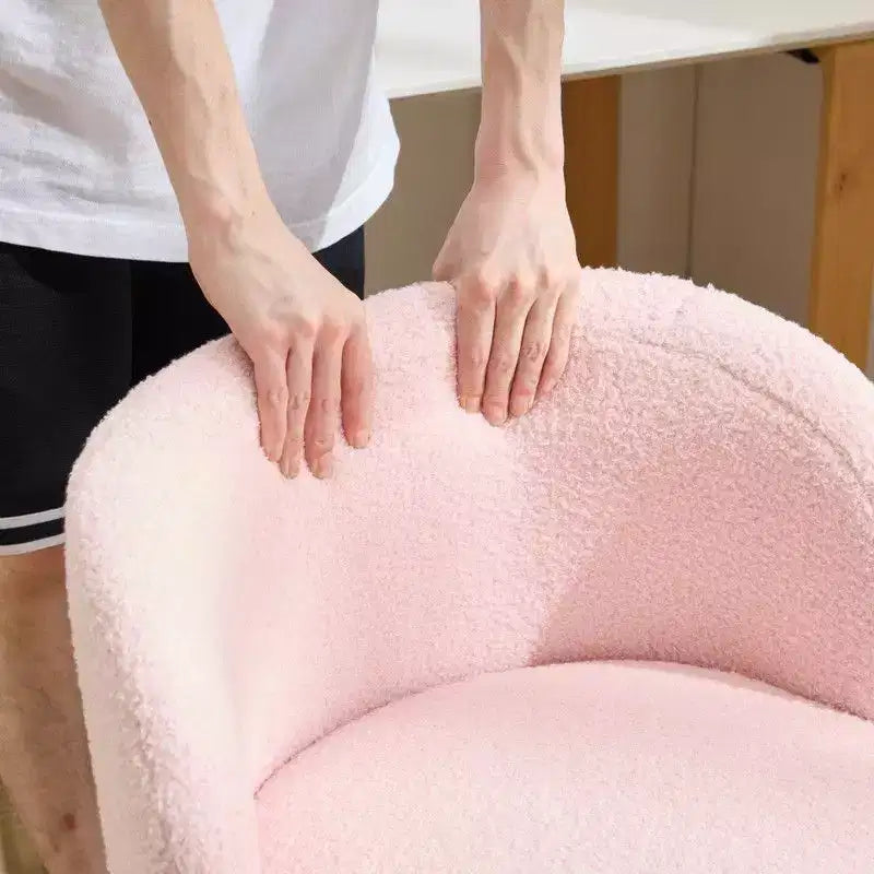 Chaise pivotante Karl Home Teddy pour bureau à roulettes réglable avec soutien pour le salon, blanche