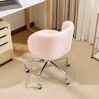 Chaise pivotante Karl Home Teddy pour bureau à roulettes réglable avec soutien pour le salon, blanche