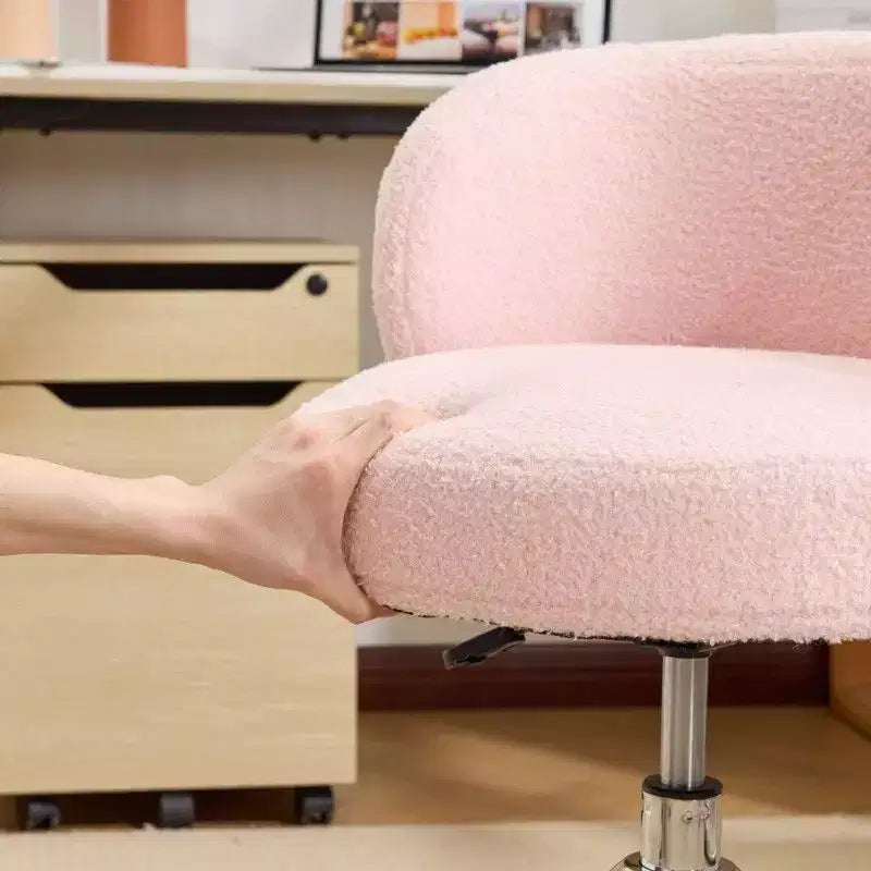 Chaise pivotante Karl Home Teddy pour bureau à roulettes réglable avec soutien pour le salon, blanche