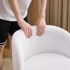 Chaise pivotante Karl Home Teddy pour bureau à roulettes réglable avec soutien pour le salon, blanche
