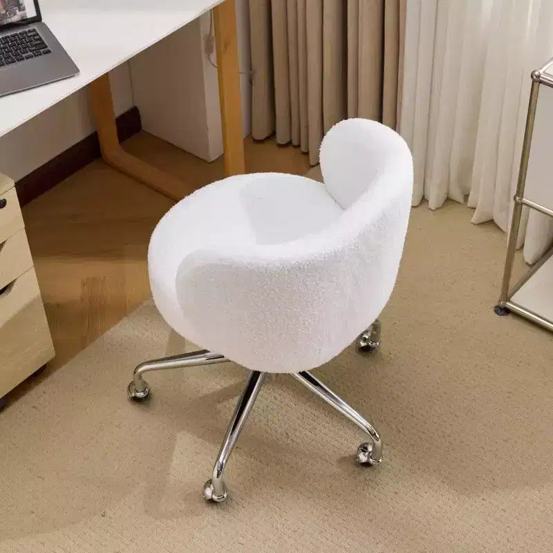 Chaise pivotante Karl Home Teddy pour bureau à roulettes réglable avec soutien pour le salon, blanche