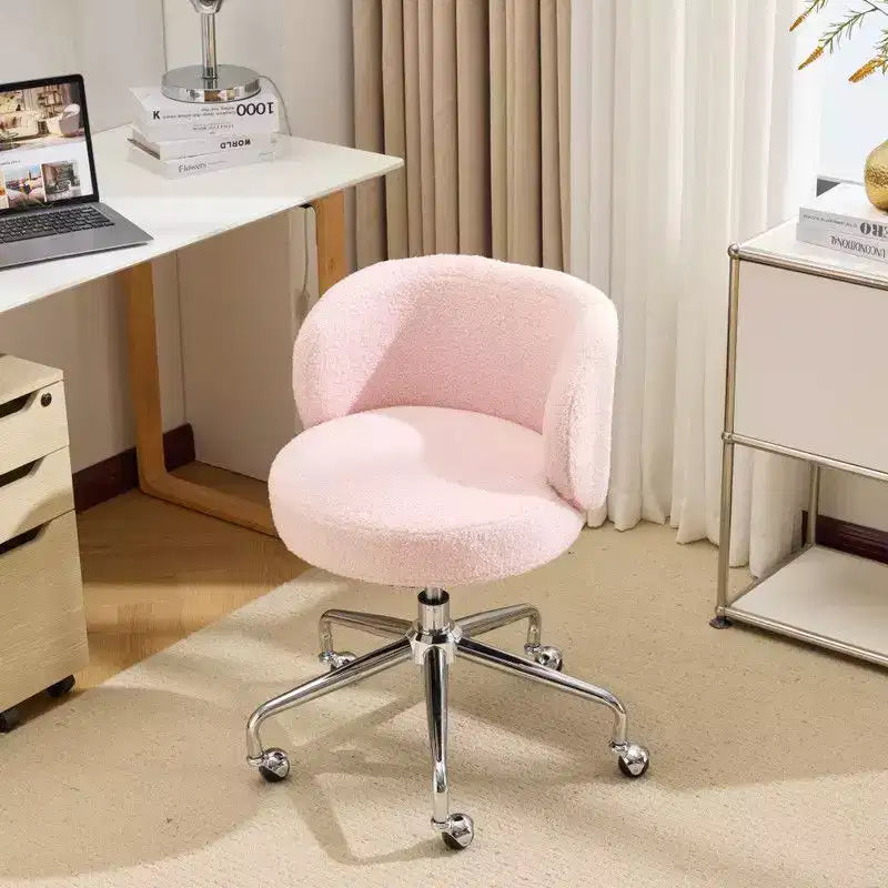 Chaise pivotante Karl Home Teddy pour bureau à roulettes réglable avec soutien pour le salon, blanche