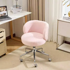 Chaise pivotante Karl Home Teddy pour bureau à roulettes réglable avec soutien pour le salon, blanche