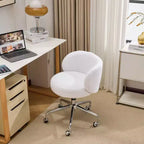 Chaise pivotante Karl Home Teddy pour bureau à roulettes réglable avec soutien pour le salon, blanche
