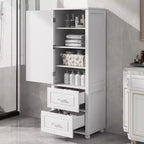 GDFStudio Meuble de Rangement de Salle de Bain Autonome Moderne en Bois Avery avec Tiroirs et Étagère Réglable