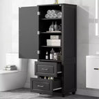 GDFStudio Meuble de Rangement de Salle de Bain Autonome Moderne en Bois Avery avec Tiroirs et Étagère Réglable