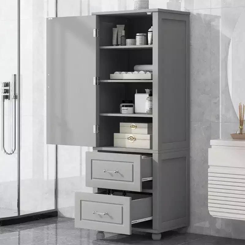 GDFStudio Meuble de Rangement de Salle de Bain Autonome Moderne en Bois Avery avec Tiroirs et Étagère Réglable