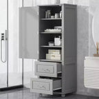 GDFStudio Meuble de Rangement de Salle de Bain Autonome Moderne en Bois Avery avec Tiroirs et Étagère Réglable