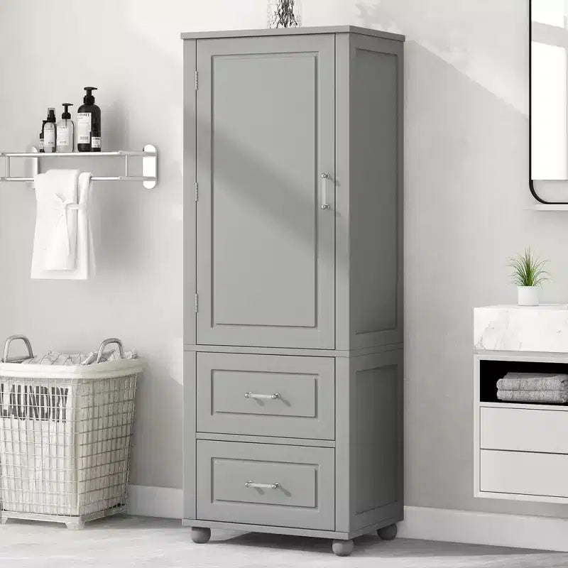 GDFStudio Meuble de Rangement de Salle de Bain Autonome Moderne en Bois Avery avec Tiroirs et Étagère Réglable