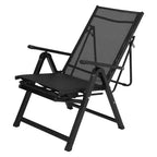 Chaise longue de patio inclinable 10 positions avec repose-pieds, chaise longue d'extérieur pliante robuste, chaise de camping réglable pour jardin/terrasse/pelouse, noire