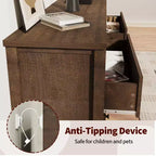 COZONY Commode Verticale 31.5W, Commode Haute en Bois Cannelé avec Tiroirs Coulissants Lisses, Commode à Tiroirs à Onde Unique