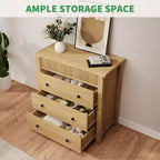 COZONY Commode Verticale 31.5W, Commode Haute en Bois Cannelé avec Tiroirs Coulissants Lisses, Commode à Tiroirs à Onde Unique