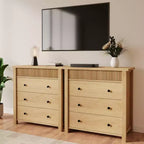 COZONY Commode Verticale 31.5W, Commode Haute en Bois Cannelé avec Tiroirs Coulissants Lisses, Commode à Tiroirs à Onde Unique