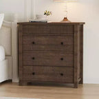 COZONY Commode Verticale 31.5W, Commode Haute en Bois Cannelé avec Tiroirs Coulissants Lisses, Commode à Tiroirs à Onde Unique
