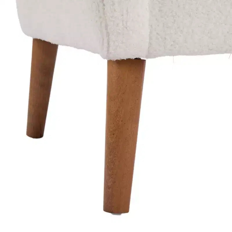 Fauteuil d'appoint moderne avec pieds en bois de bouleau, fauteuil de salon rembourré en tissu Teddy, fauteuil à dossier haut confortable pour chambre ou bureau-Panipeachy