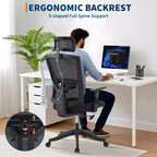 Fauteuil de bureau ergonomique, Chaise de bureau réglable en maille avec support lombaire, Chaise de direction pivotante sur roulettes pour la maison, le bureau et les jeux