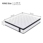 Matelas hybride King Size 30 cm, Moelleux Ferme, Ressorts ensachés individuels, Mousse à mémoire de forme CertiPUR-US