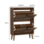 Meuble à chaussures en noyer TUYOHW, meuble à chaussures de style moderne rustique avec tiroirs basculants, étagères réglables et dispositif anti-basculement, 80 cm/60 cm