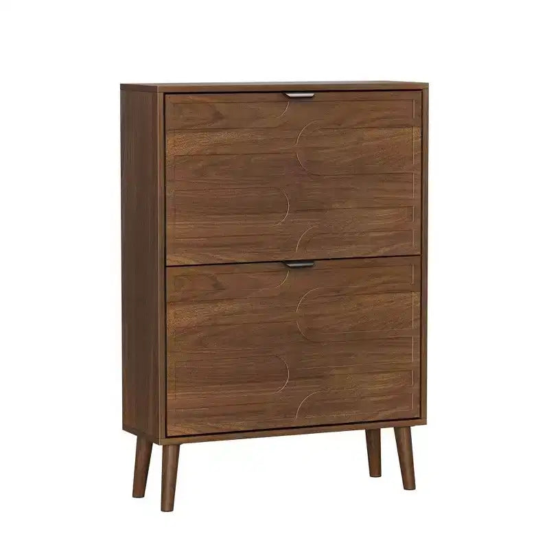 Meuble à chaussures en noyer TUYOHW, meuble à chaussures de style moderne rustique avec tiroirs basculants, étagères réglables et dispositif anti-basculement, 80 cm/60 cm