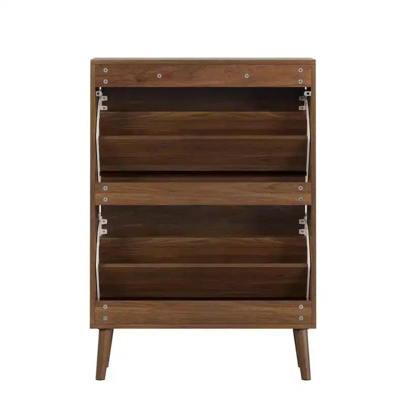 Meuble à chaussures en noyer TUYOHW, meuble à chaussures de style moderne rustique avec tiroirs basculants, étagères réglables et dispositif anti-basculement, 80 cm/60 cm