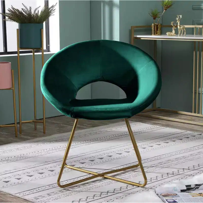 Fauteuil d'appoint en velours soyeux TUYOHW, fauteuil de salon avec base traîneau en métal doré, dossier incurvé, fauteuil moderne pour salon, chambre à coucher