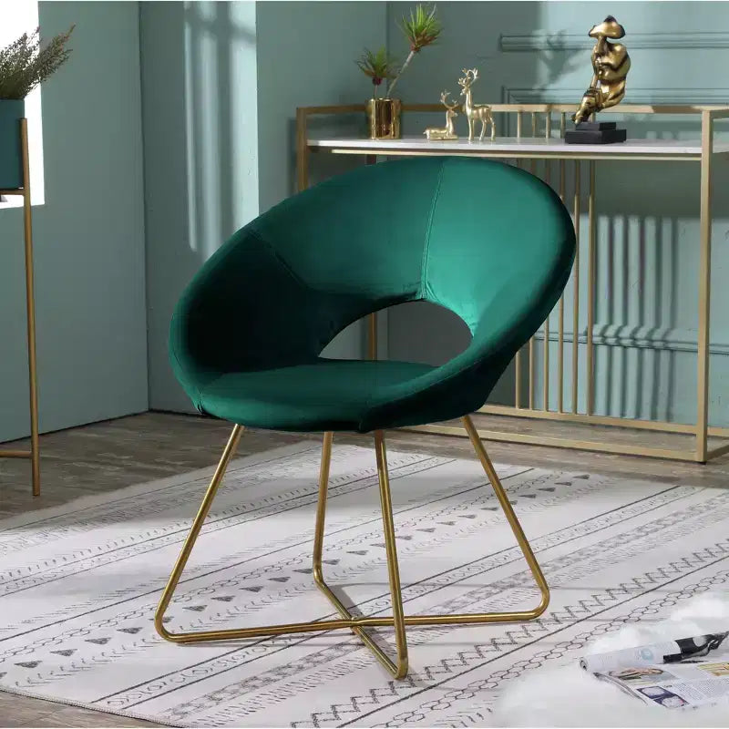 Fauteuil d'appoint en velours soyeux TUYOHW, fauteuil de salon avec base traîneau en métal doré, dossier incurvé, fauteuil moderne pour salon, chambre à coucher