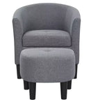 Ensemble fauteuil baril et ottoman TUYOHW, fauteuil d'appoint rembourré en polyester avec coussin capitonné, pieds en plastique noir, fauteuil rond classique pour salon