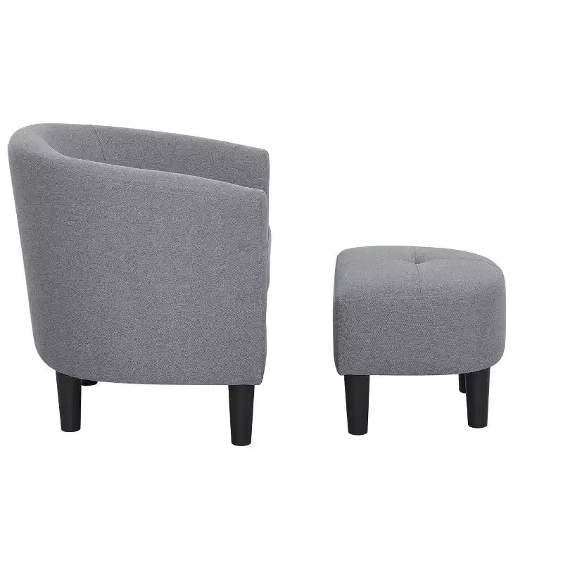 Ensemble fauteuil baril et ottoman TUYOHW, fauteuil d'appoint rembourré en polyester avec coussin capitonné, pieds en plastique noir, fauteuil rond classique pour salon