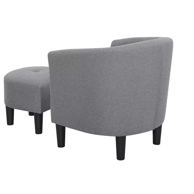 Ensemble fauteuil baril et ottoman TUYOHW, fauteuil d'appoint rembourré en polyester avec coussin capitonné, pieds en plastique noir, fauteuil rond classique pour salon