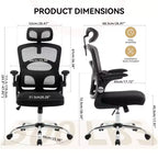 Chaise de bureau ergonomique Chaise de bureau à dossier haut en maille avec appui-tête réglable et roulettes Chaise pivotante pour la maison/le bureau/la salle de jeux