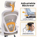 Chaise de bureau ergonomique avec accoudoirs relevables et support lombaire – Chaise de jeu à assise large pour bureau/chambre/domicile