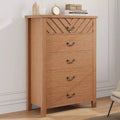 GustoWave 5-Drawer Dresser for Bedroom & Living Room - Modern Wooden Chest with V-Shape Design, Brown