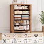 Commode 5 tiroirs GustoWave pour chambre et salon - Commode moderne en bois avec design en V, Marron