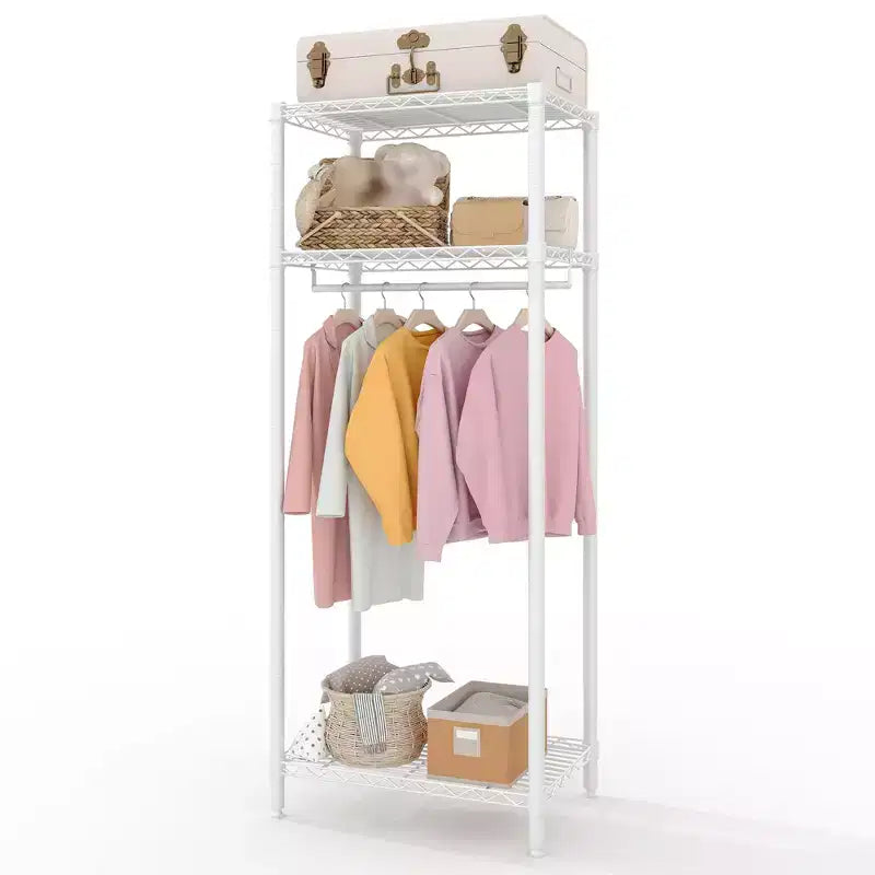 Portant à vêtements métallique de 175 cm pour suspendre les vêtements, avec tringle et étagères réglables, organisateur de placard autoportant pour chambre à coucher