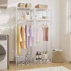 Portant à vêtements métallique de 175 cm pour suspendre les vêtements, avec tringle et étagères réglables, organisateur de placard autoportant pour chambre à coucher