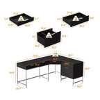 Bureau d'angle Hitow, pour la maison/le commerce, cadre en métal + 5 tiroirs + capacité de charge de 68 kg, bureau d'écriture d'angle
