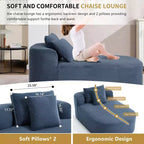 Okak Canapé-lit sans accoudoirs surdimensionné moderne, chaise longue en velours côtelé pour salon, appartement