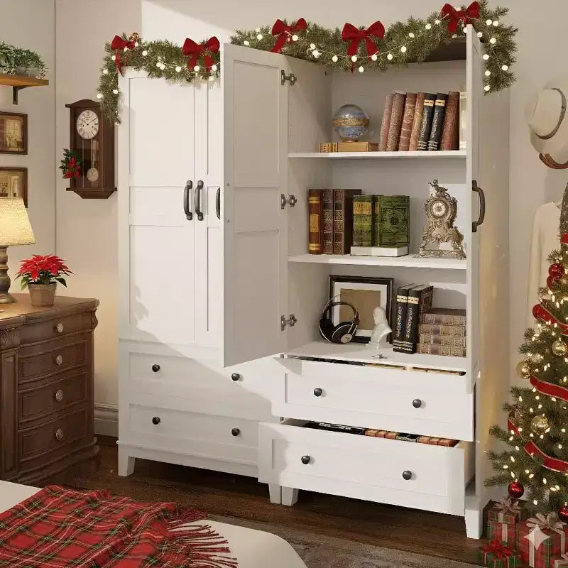 Meuble de rangement haut avec 2 portes et 2 tiroirs, armoire de cuisine de style ferme avec étagères réglables pour cuisine, salon, bureau