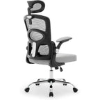Chaise de bureau ergonomique à dossier haut en maille avec appui-tête réglable, chaise de bureau pivotante à roulettes pour la maison et la salle de jeux
