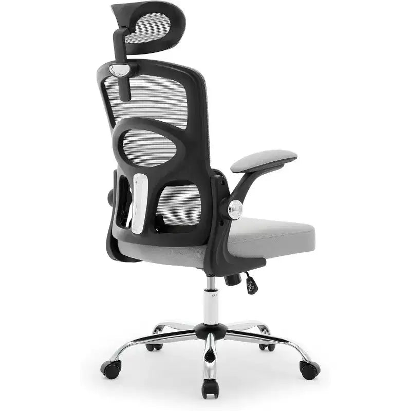 Chaise de bureau ergonomique à dossier haut en maille avec appui-tête réglable, chaise de bureau pivotante à roulettes pour la maison et la salle de jeux