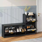 Meuble à chaussures de ferme avec banc et 4 tiroirs basculants, Armoire à chaussures avec banc et coussin confortable, Organiseur de chaussures d'entrée