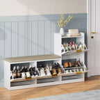 Meuble à chaussures de ferme avec banc et 4 tiroirs basculants, Armoire à chaussures avec banc et coussin confortable, Organiseur de chaussures d'entrée