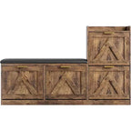 Meuble à chaussures de ferme avec banc et 4 tiroirs basculants, Armoire à chaussures avec banc et coussin confortable, Organiseur de chaussures d'entrée