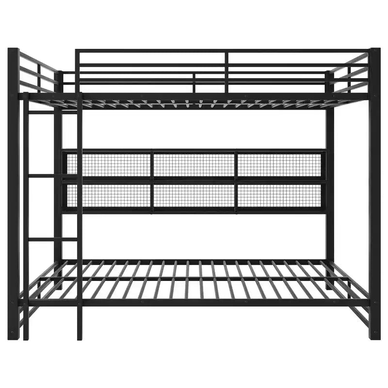 Luxystar Lit superposé en métal taille Queen avec 6 armoires de rangement ouvertes et LED 7 couleurs, noir