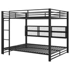 Luxystar Lit superposé en métal taille Queen avec 6 armoires de rangement ouvertes et LED 7 couleurs, noir