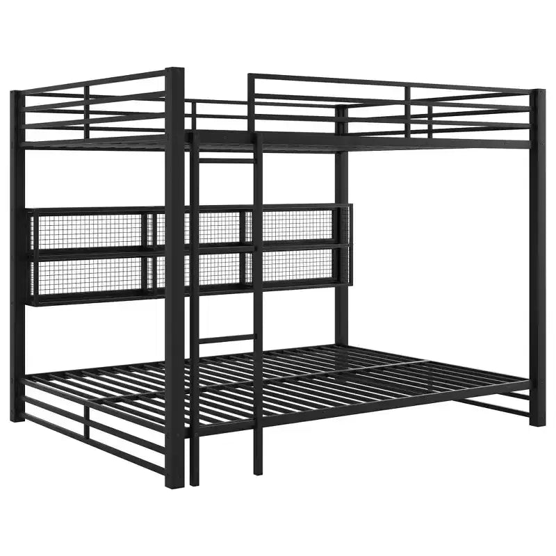 Luxystar Lit superposé en métal taille Queen avec 6 armoires de rangement ouvertes et LED 7 couleurs, noir